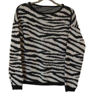 Elsamanda Wool Mohair Zebra Animal Print Knit Sweater